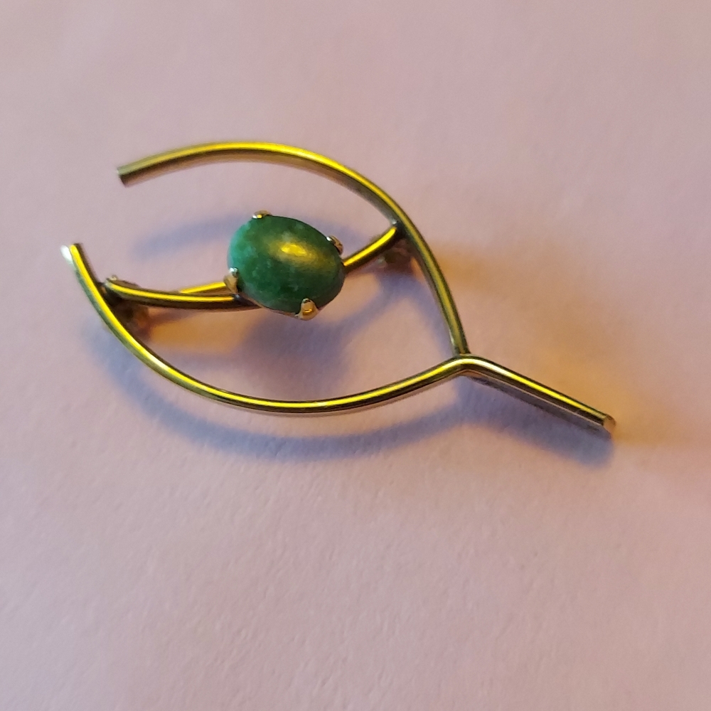 Irish Jade Wishbone Brooch
